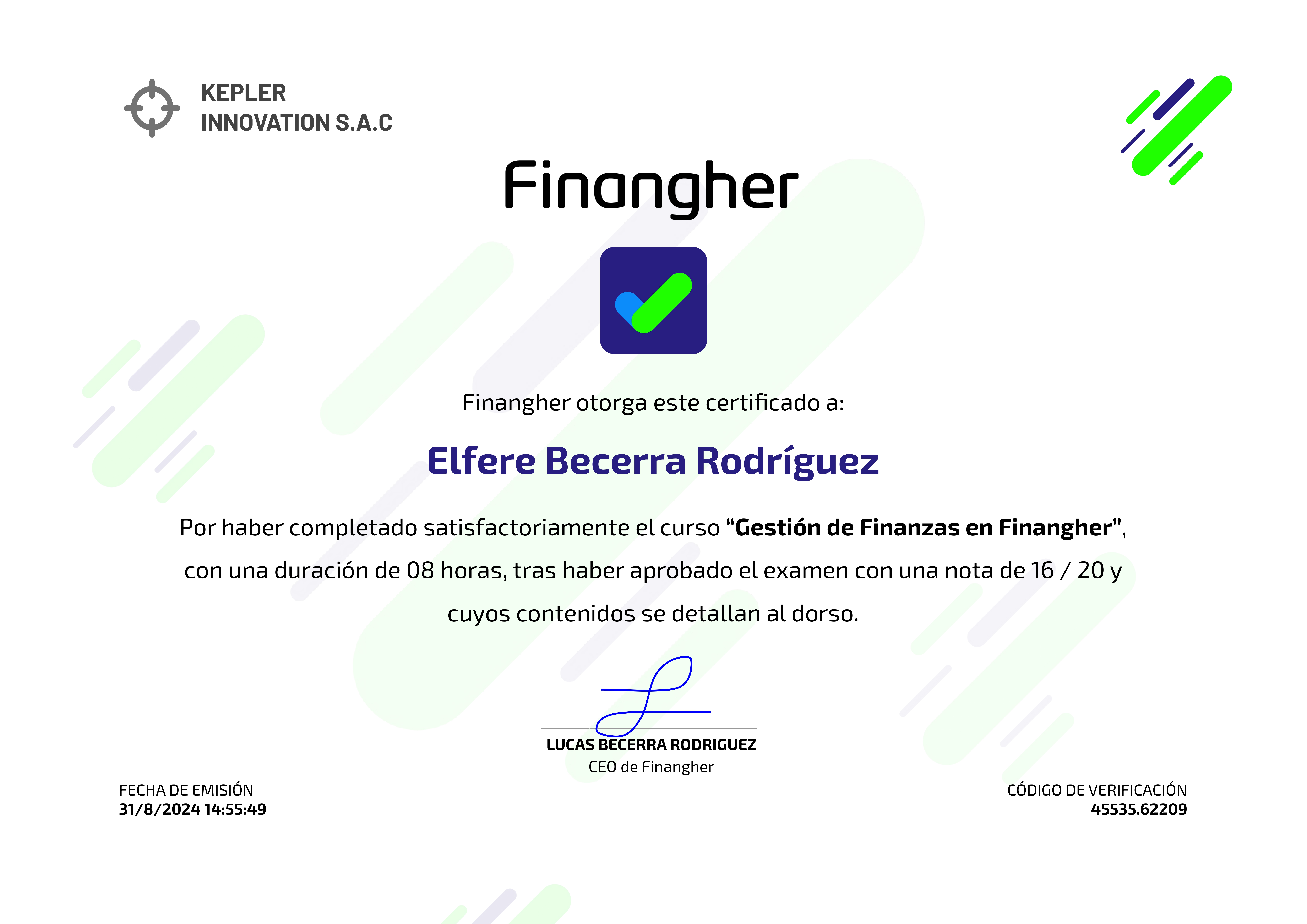 Certificado Finangher principal